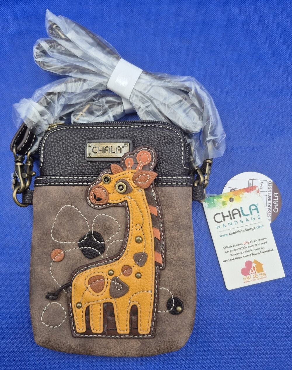 Chala Giraffe Cellphone Mini Crossbody Purse NWT Vegan Leather 7.5x5.5"